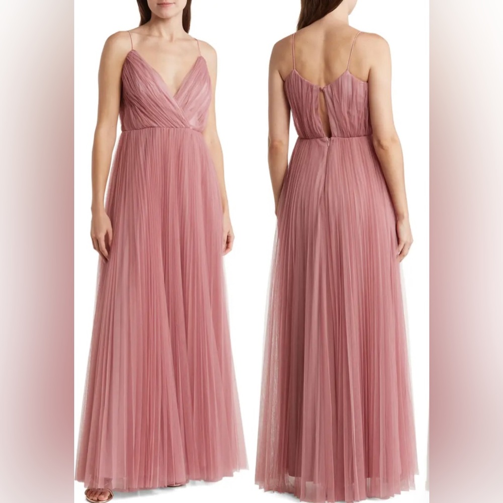 ASOS DESIGN cami pleated tulle maxi dress in rose size 6